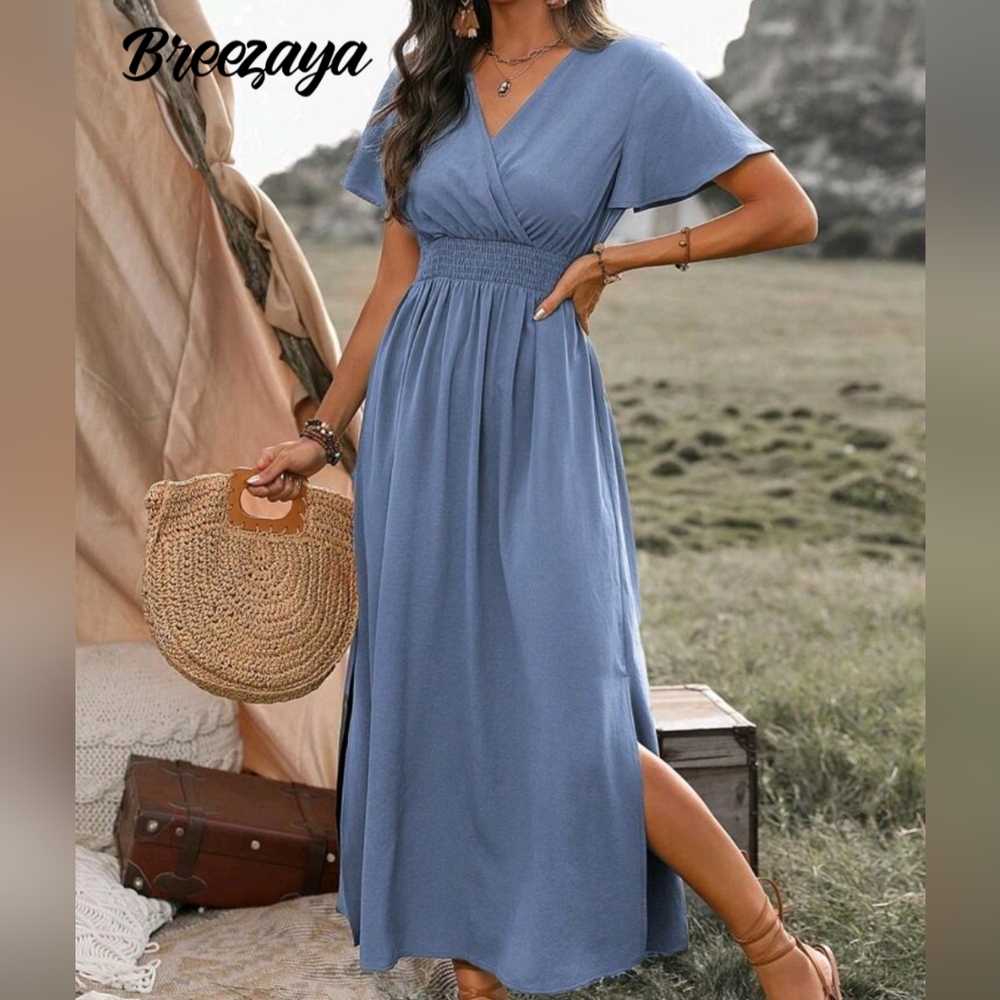 SHEIN Elegant Blue Midi Dress